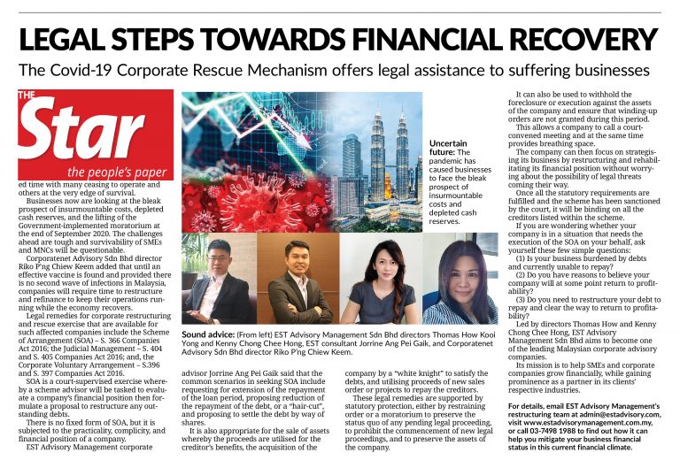 COVID-19 CORPORATE RESCUE MECHANISM: LEGAL STEPS TO FINANCIAL RECOVERY